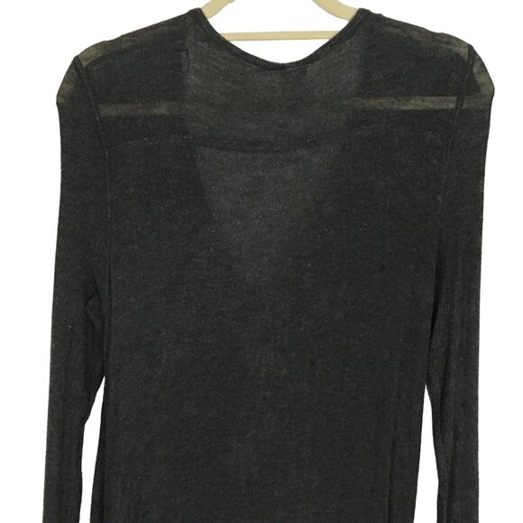 Free People Miss Rose Draped Front Jersey Knit Blouse Dark Grey Heather Wrap XS - Picture 9 of 16